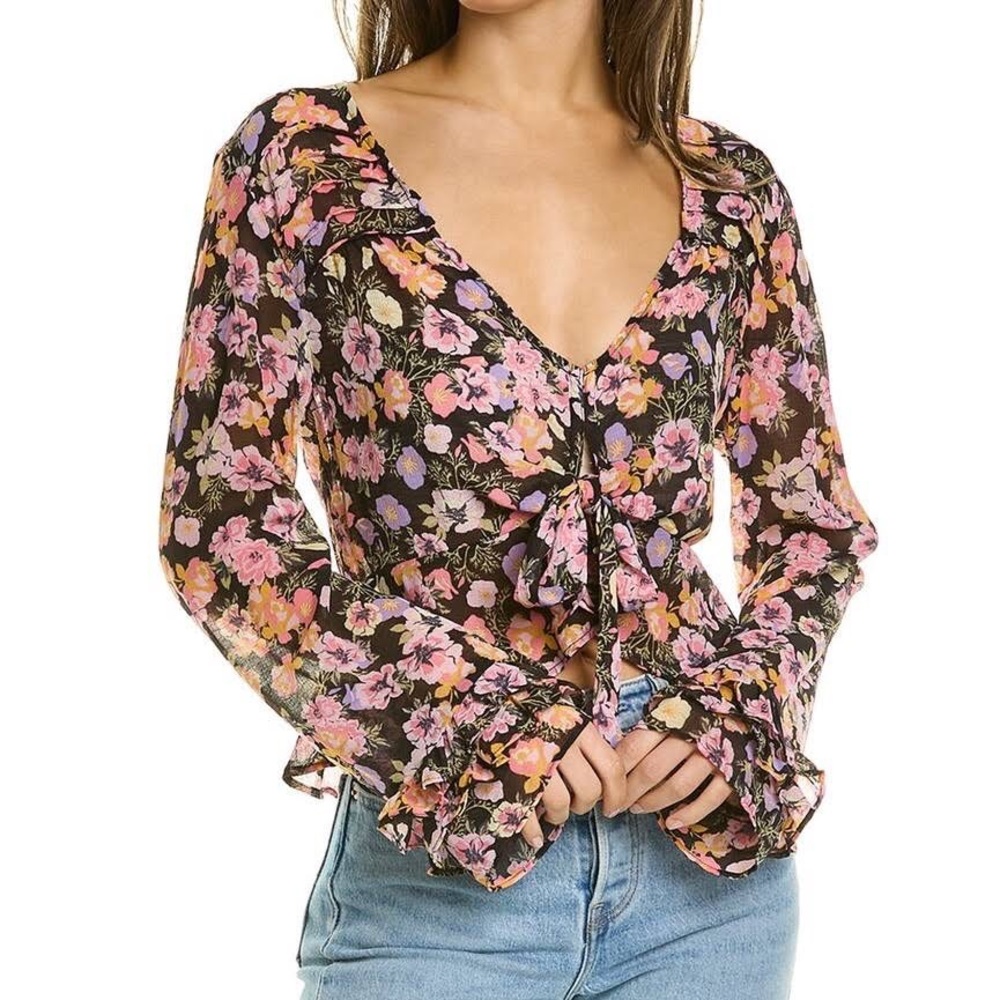 NWT Free People Maybel Floral Front Tie Blouse XS & M
